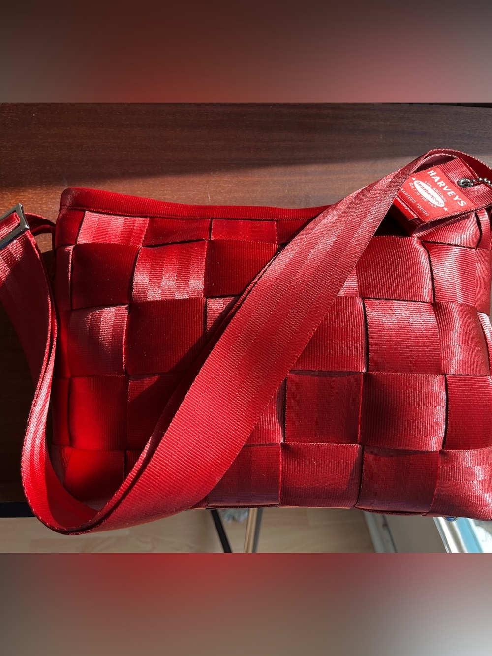Harveys Original Red Woven Crossbody Shoulder Bag -